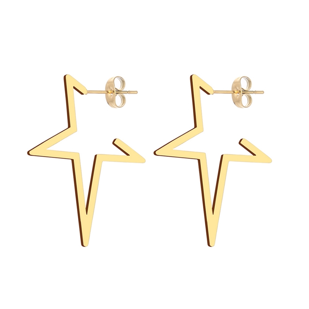 Geometric Big Star Stud Earrings - Picture 5 of 5
